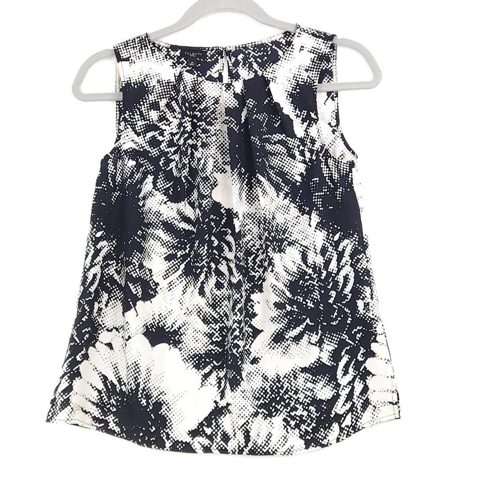 Talbots Womens Petites Sz 2 Sleeveless Blouse Graphic Pop Art Print Statement